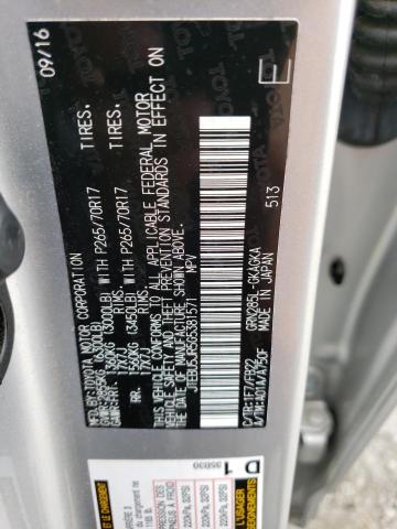 JTEBU5JR5G5381571 - 2016 TOYOTA 4RUNNER SR5/SR5 PREMIUM 银色 照片 13