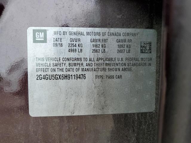 2G4GU5GX6H9119476 - 2017 BUICK REGAL GS ბურგუნდია ფოტო 12