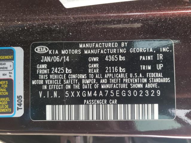 5XXGM4A75EG302329 - 2014 KIA OPTIMA EX LX PURPLE photo 12