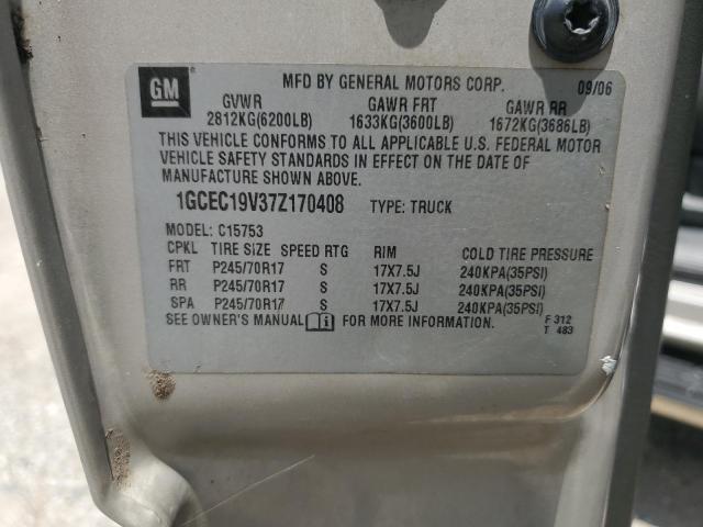 1GCEC19V37Z170408 - 2007 CHEVROLET SILVERADO C1500 CLASSIC GRAY photo 12