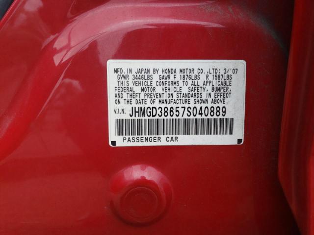 JHMGD38657S040889 - 2007 HONDA FIT S 红色 照片 12