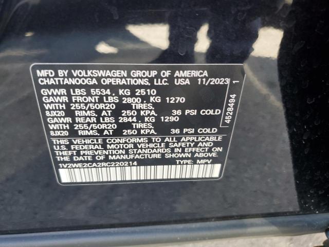 1V2WE2CA2RC220214 - 2024 VOLKSWAGEN ATLAS CROS SE BLACK photo 13