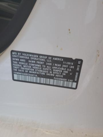 1VWBN7A32EC049716 - 2014 VOLKSWAGEN PASSAT SE WHITE photo 12
