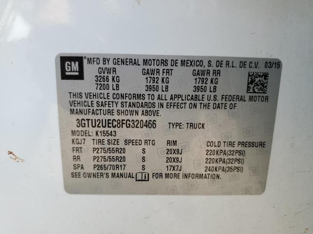 3GTU2UEC8FG320466 - 2015 GMC SIERRA K1500 SLE WHITE photo 12