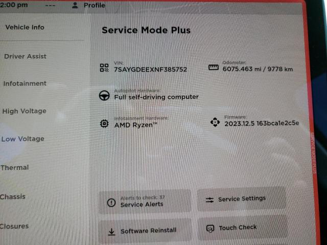 7SAYGDEEXNF385752 - 2022 TESLA MODEL Y أبيض صورة 8