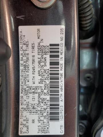 3TMJU4GN2EM173718 - 2014 TOYOTA TACOMA DOUBLE CAB PRERUNNER GRAY photo 12