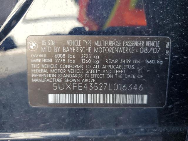 5UXFE43527L016346 - 2007 BMW X5 3.0I BLACK photo 13