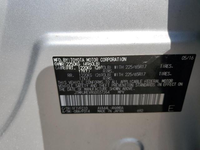 JTMRJREV8GD037264 - 2016 TOYOTA RAV4 HV XLE SILVER photo 13