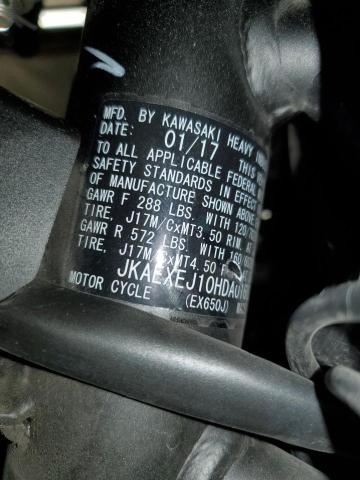 JKAEXEJ10HDA01687 - 2017 KAWASAKI EX650 J შავი ფოტო 10