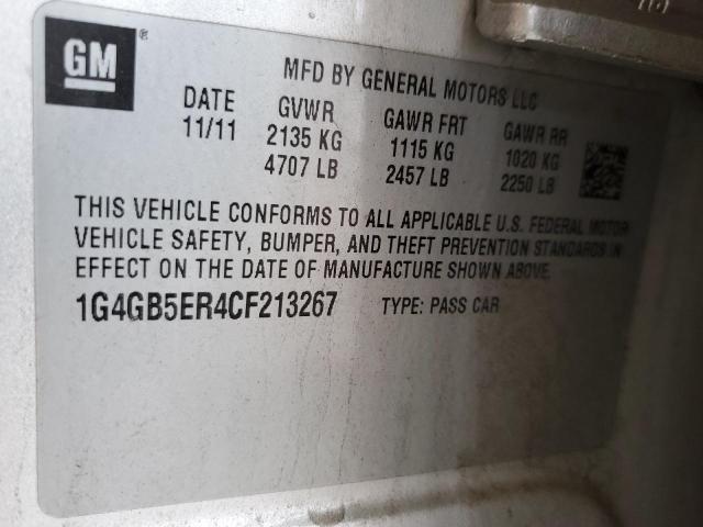 1G4GB5ER4CF213267 - 2012 BUICK LACROSSE CONVENIENCE SILVER photo 12