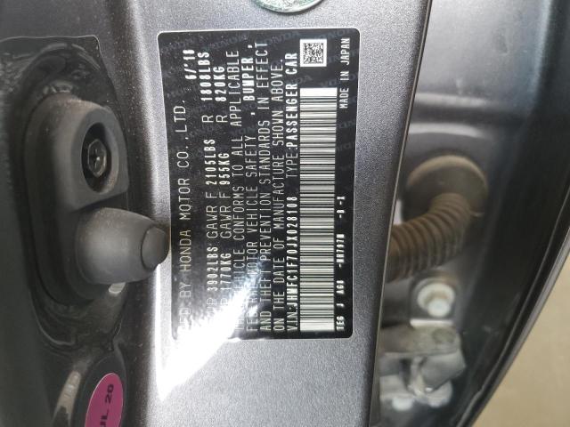 JHMFC1F70JX028108 - 2018 HONDA CIVIC EXL ნაცრისფერი ფოტო 12