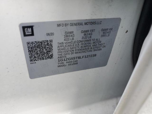 1G1ZG5ST6LF127238 - 2020 CHEVROLET MALIBU RS თეთრი ფოტო 12