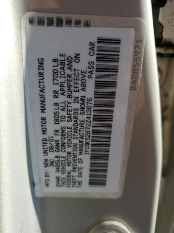 1Y1SK52872Z413076 - 2002 CHEVROLET GEO PRIZM BASE SILVER photo 12