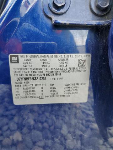 3GYFNBE38CS517256 - 2012 CADILLAC SRX PERFORMANCE COLLECTION Bleu photo 12