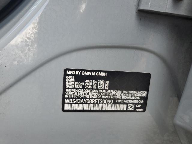 WBS43AY08RFT30099 - 2024 BMW M3 COMPETITION ნაცრისფერი ფოტო 12