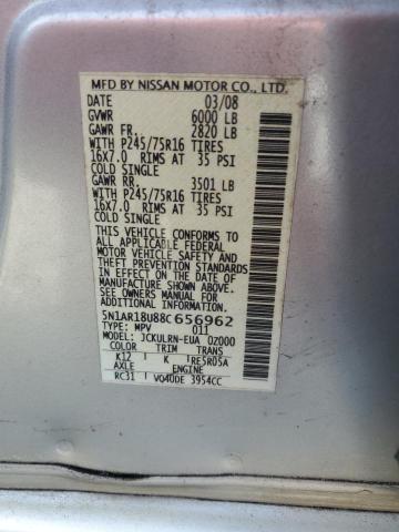 5N1AR18U88C656962 - 2008 NISSAN PATHFINDER S SILVER photo 13
