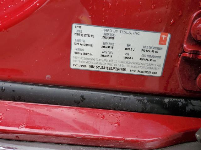 5YJSA1E20JF264795 - 2018 TESLA MODEL S 红色 照片 13