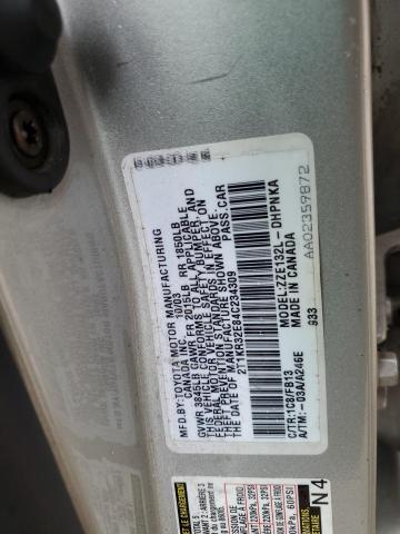 2T1KR32E84C234309 - 2004 TOYOTA COROLLA MA XR SILVER photo 12