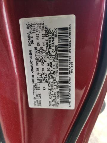 5TBRT34121S204826 - 2001 TOYOTA TUNDRA ACCESS CAB Կարմիր լուսանկար 12