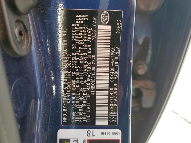 4T1BK1EB1DU052220 - 2013 TOYOTA AVALON BASE BLUE photo 12