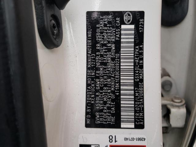 4T1BK1EB9EU092210 - 2014 TOYOTA AVALON BASE WHITE photo 12