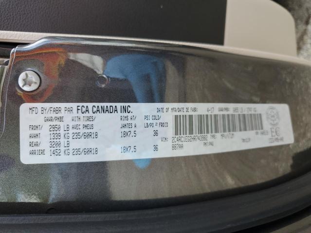 2C4RC1EG2HR743982 - 2017 CHRYSLER PACIFICA TOURING L PLUS GRAY photo 14