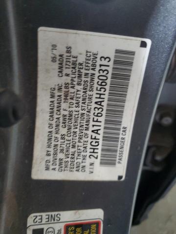 2HGFA1F63AH560313 - 2010 HONDA CIVIC LX-S 灰色 照片 12