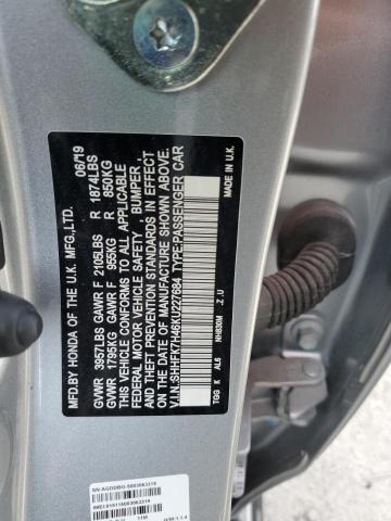 SHHFK7H46KU227684 - 2019 HONDA CIVIC SPORT 银色 照片 12