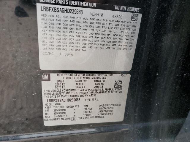 LRBFXBSA5HD239683 - 2017 BUICK ENVISION ESSENCE Սև լուսանկար 13