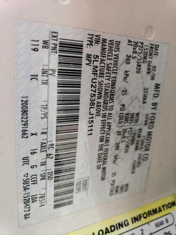 5LMFU27538LJ15111 - 2008 LINCOLN NAVIGATOR 白色 照片 13