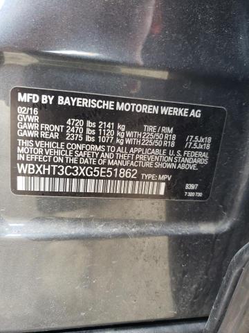 WBXHT3C3XG5E51862 - 2016 BMW X1 XDRIVE28I GRAY photo 13