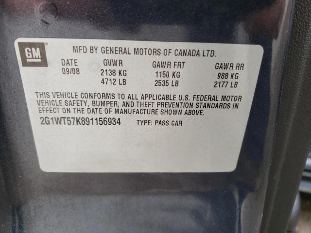 2G1WT57K891156934 - 2009 CHEVROLET IMPALA 1LT GRAY photo 12