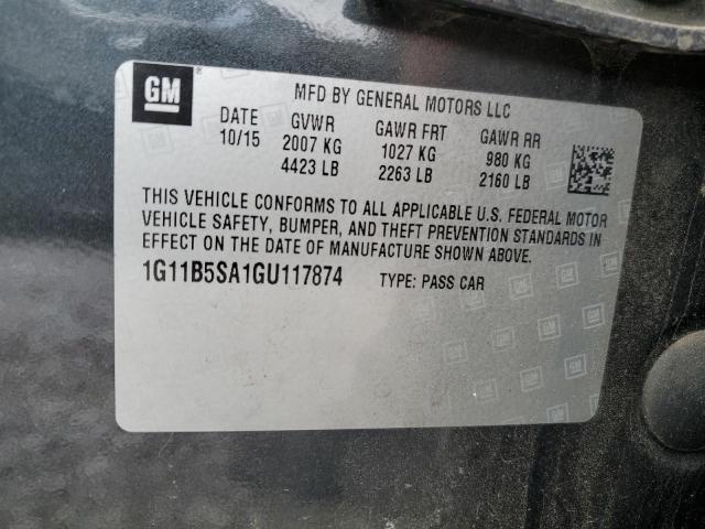 1G11B5SA1GU117874 - 2016 CHEVROLET MALIBU LIM LS გრაფიტი ფოტო 12