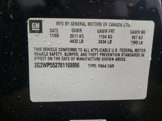 2G2WP552761193956 - 2006 PONTIAC GRAND PRIX 黑色 照片 12