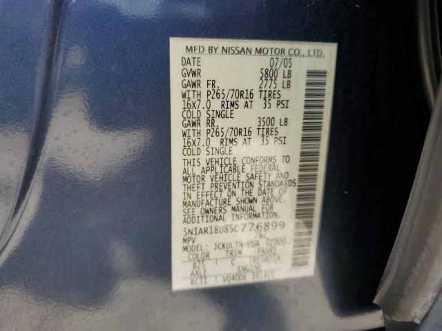 5N1AR18U85C776899 - 2005 NISSAN PATHFINDER LE 蓝色 照片 13