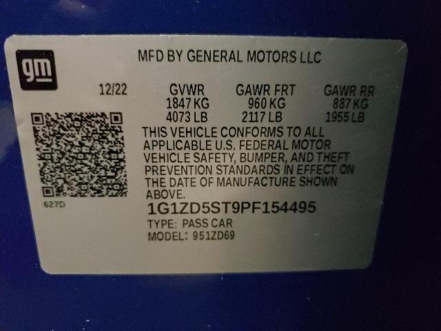 1G1ZD5ST9PF154495 - 2023 CHEVROLET MALIBU LT BLUE photo 12