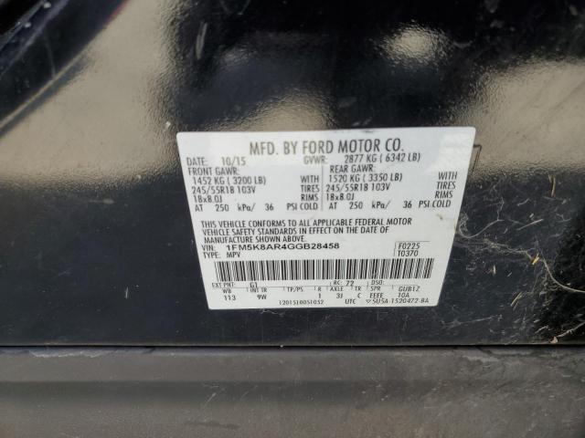 1FM5K8AR4GGB28458 - 2016 FORD EXPLORER POLICE INTERCEPTOR 黑色 照片 12