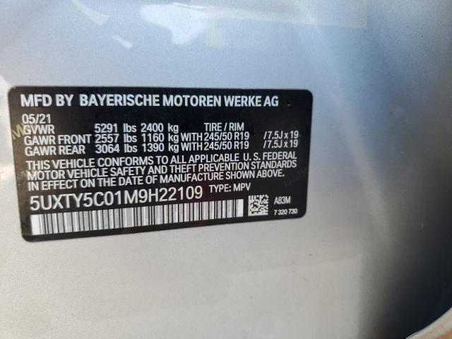 5UXTY5C01M9H22109 - 2021 BMW X3 XDRIVE30I SILVER photo 12