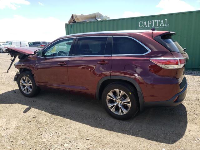 5TDJKRFH0ES048022 - 2014 TOYOTA HIGHLANDER XLE BURGUNDY photo 2