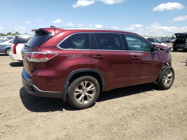 5TDJKRFH0ES048022 - 2014 TOYOTA HIGHLANDER XLE BURGUNDY photo 3