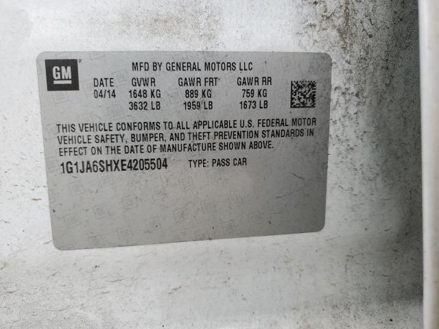 1G1JA6SHXE4205504 - 2014 CHEVROLET SONIC LS WHITE photo 12