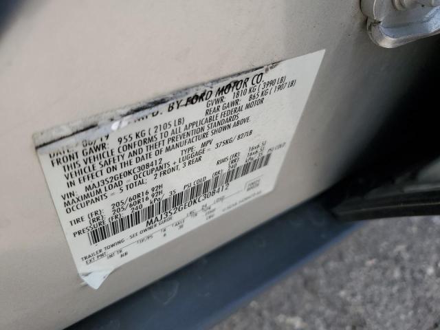 MAJ3S2GE0KC308412 - 2019 FORD ECOSPORT SE Srebrny zdjęcie 13