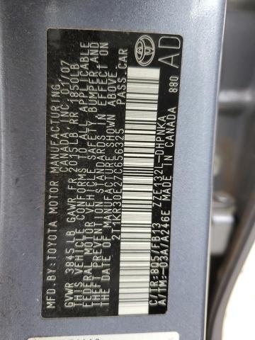 2T1KR30E27C656325 - 2007 TOYOTA COROLLA MA XR BLUE photo 12