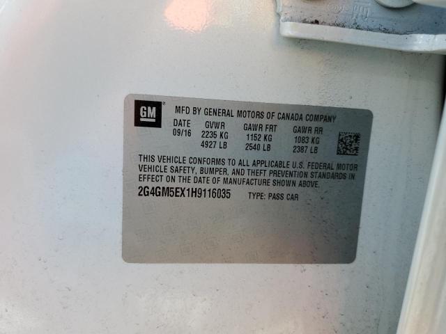 2G4GM5EX1H9116035 - 2017 BUICK REGAL WHITE photo 12