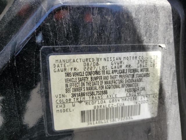 3N1AB61E58L752886 - 2008 NISSAN SENTRA 2.0 BLACK photo 12