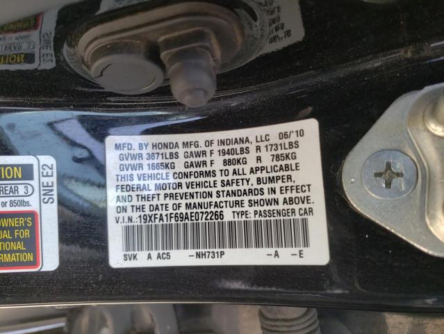 19XFA1F69AE072266 - 2010 HONDA CIVIC LX-S أسود صورة 12