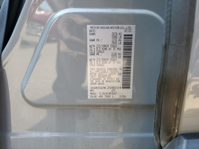 5N1DR3CD2NC208034 - 2022 NISSAN PATHFINDER SL GRAY photo 14