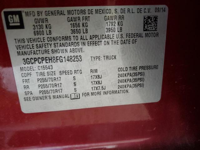 3GCPCPEH8FG148253 - 2015 CHEVROLET SLVRD C1500 RED photo 12