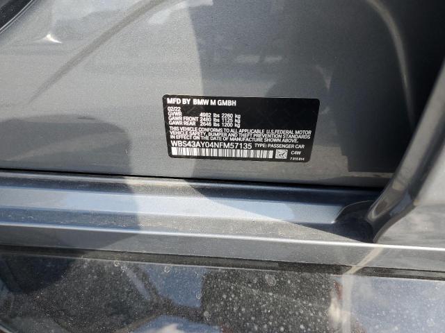 WBS43AY04NFM57135 - 2022 BMW M3 COMPETITION ნაცრისფერი ფოტო 12