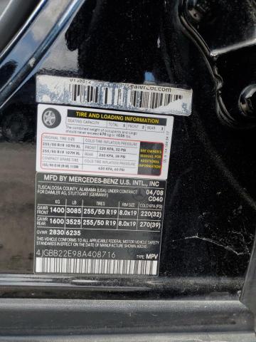 4JGBB22E98A408716 - 2008 MERCEDES-BENZ ML 320 CDI BLACK photo 12